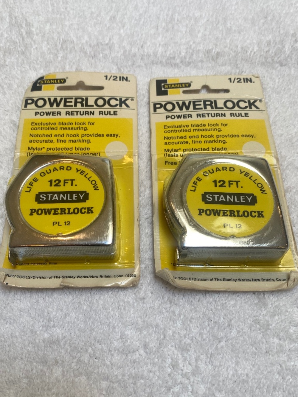 2 Stanley Power Lock Return Ruler 1/2 Inch with Back Clip. In Original Packaging